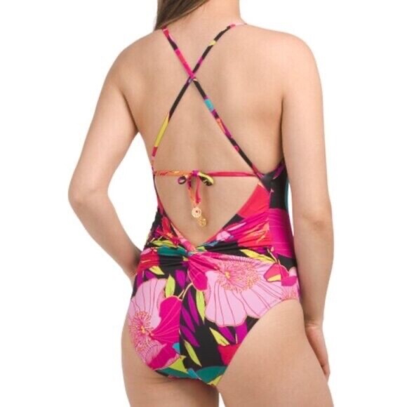 Trina Turk Solar  Flare Convertible Back One Piece Swimsuit - Size 12 - NWT - Picture 2 of 5